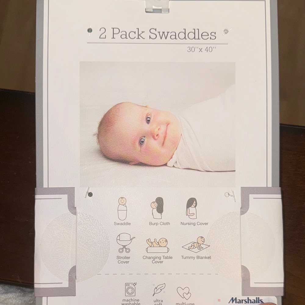 Modern Baby Pumpkin and Green Swaddle Set - Picture 2 of 9